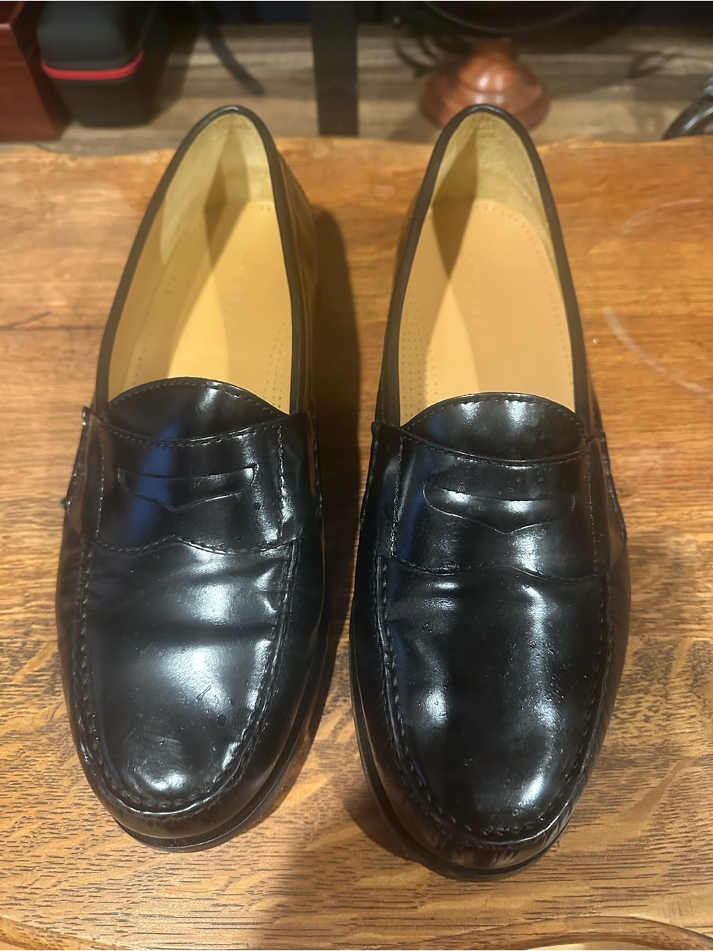 Cole Haan Black Leather Penny Loafers 12E